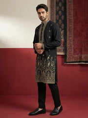 Luxury Japanese Kurta Set for Men ( 65KP B-P 5503Black S )