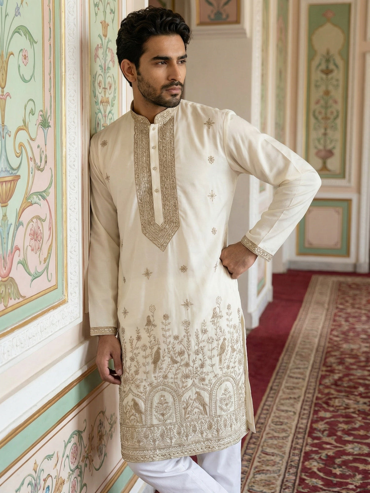 Luxury Japanese Kurta Set for Men ( 65KP 5503White S ) [FF] [H-10]