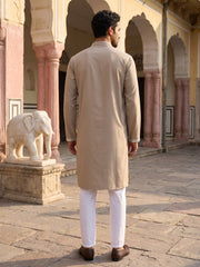 Men Japanese Imported Beige Embroidered Kurta Set ( 65KP P 5504Beige )