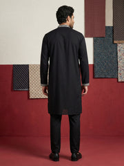 Men Japanese Black Embroidered Kurta Set ( 65KP B-P 5504Black S )