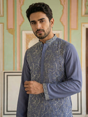 Men Festive Embroidered Straight Kurta Set ( 65KP P 5505Blue ) [FF] [H-10]