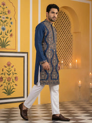 Royale Silk Blend Kurta Set ( 65KP 5506Peacock S ) [FF] [A-1-2-3-4]