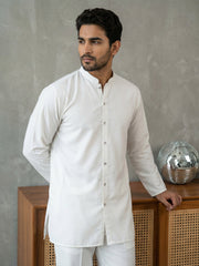 Men’s Traditional Silk Blend Kurta Set ( 65KP 5509White ) [FF] [O-10]