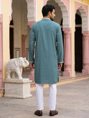 Ethnic Wear Cotton Blend Embroidered Kurta Set ( 65KP P 5514Peacock )