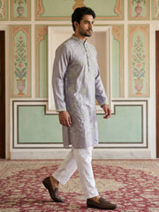 Embroidered Silk Blend Traditional Kurta Set ( 65KP P 5515Lavender ) [FF] [A-3-4]