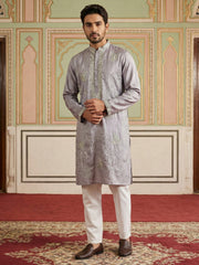 Embroidered Silk Blend Traditional Kurta Set ( 65KP P 5515Lavender ) [FF] [A-3-4]