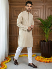 Woven Design Kurta Pyjama Set for Men ( 65KP P 5518Beige ) [FF] [H-8]