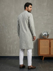 Woven Design Kurta Pyjama Set for Men ( 65KP P 5518Grey ) [FF] [H-8]