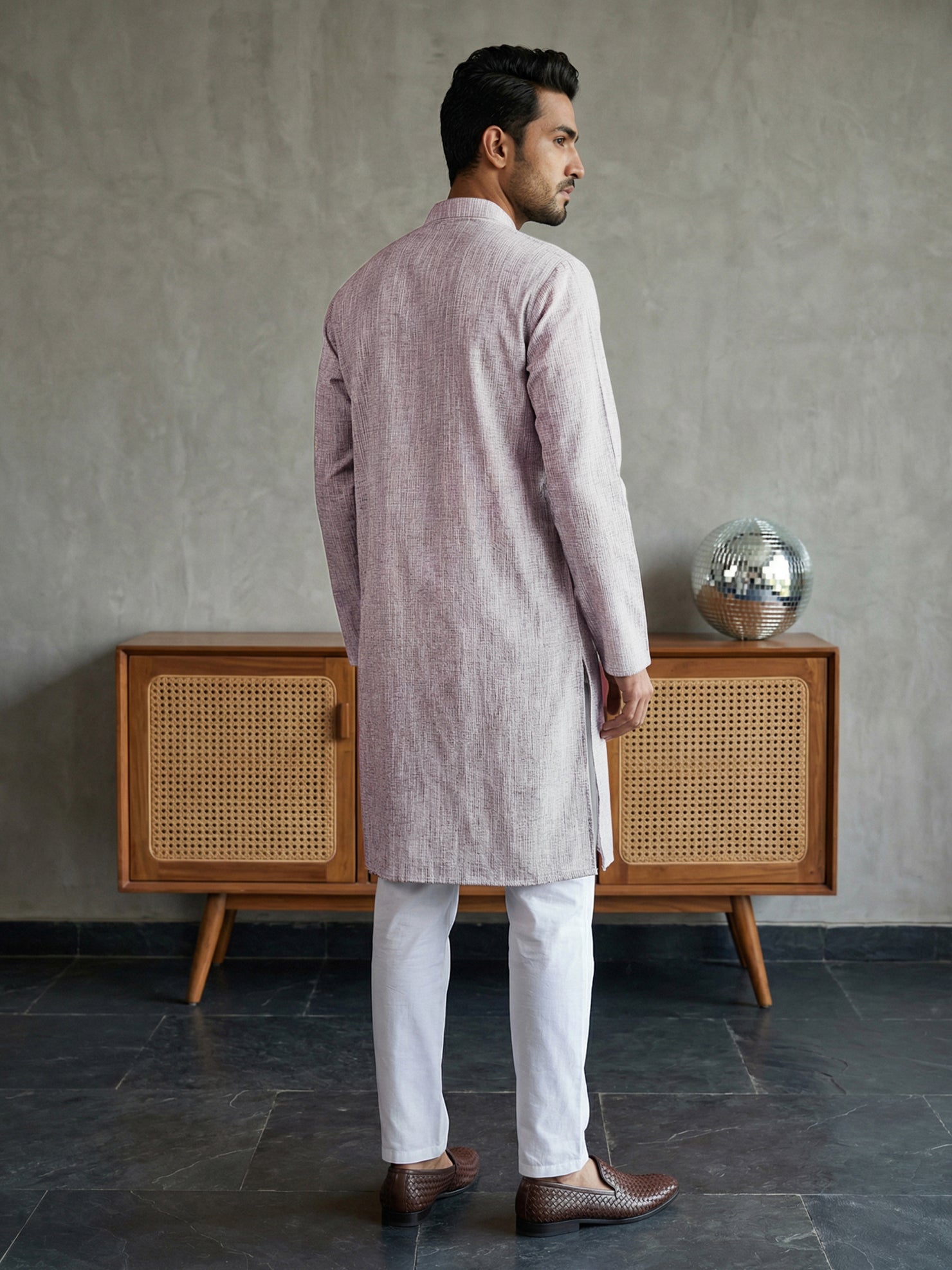 DesiQlo Men Woven Design Kurta Pyjama Set - Purple