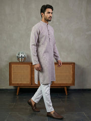 Woven Design Kurta Pyjama Set for Men ( 65KP P 5518Purple ) [FF] [H-8]