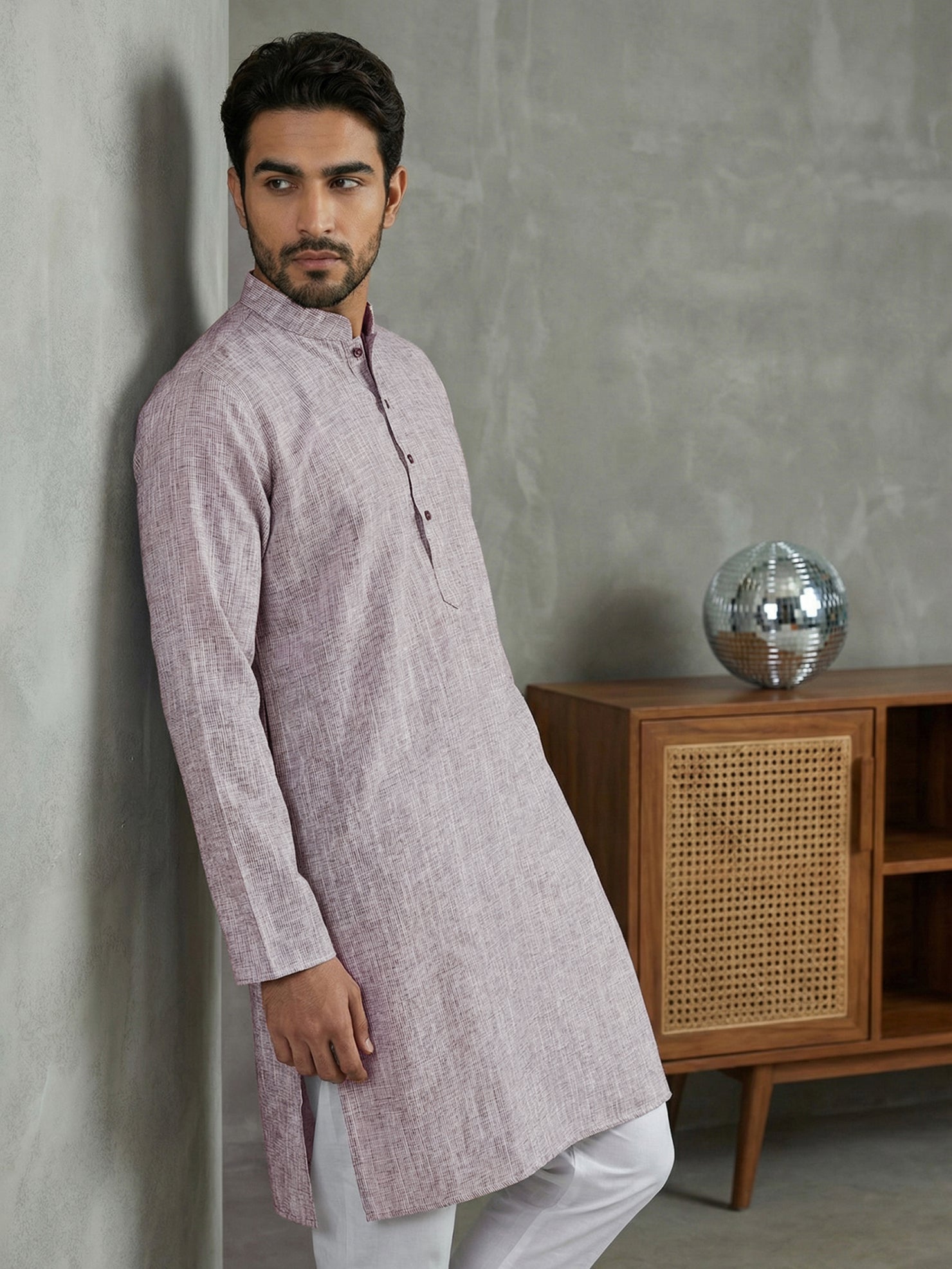 DesiQlo Men Woven Design Kurta Pyjama Set - Purple