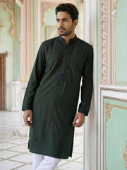 Japanese Embroidered Festive Kurta Set for Men ( 65KP P 5519Olive ) [FF] [P-6]
