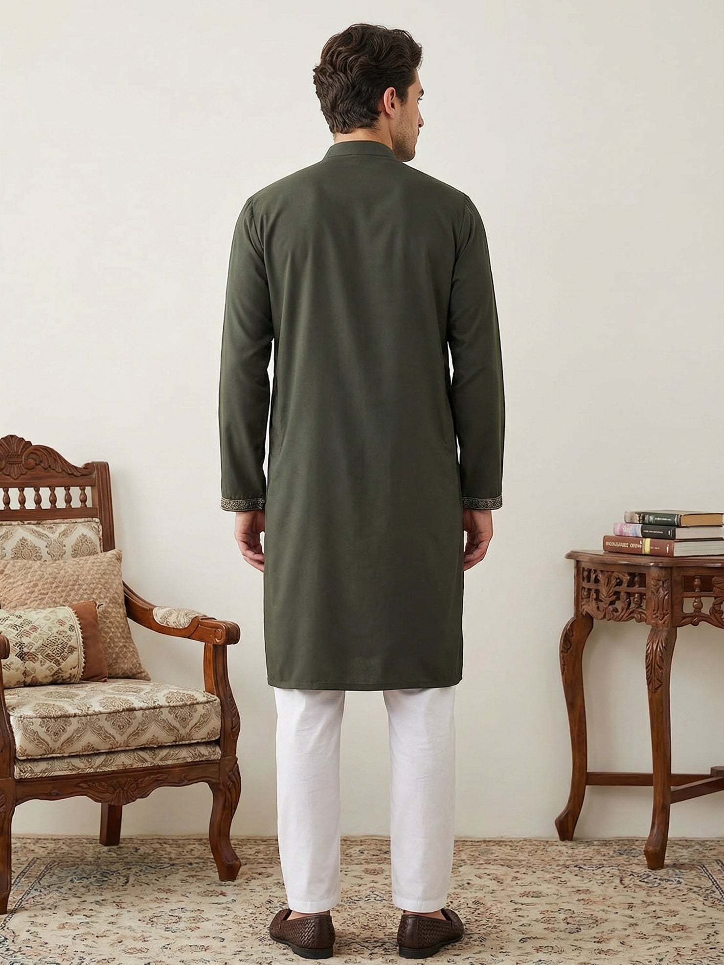 DesiQlo Men Embroidered Kurta Pyjama Set - Grey - 65KP_P_5520Grey_S