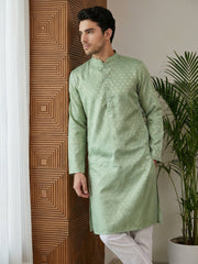 Woven Design Cotton Jacquard Kurta Set ( 65KP P 5521Green ) [FF] [P-10]