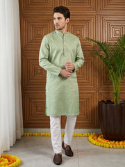 Woven Design Cotton Jacquard Kurta Set ( 65KP P 5521Green ) [FF] [P-10]