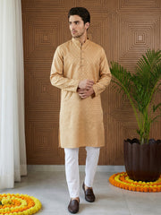 Woven Design Cotton Jacquard Kurta Set ( 65KP P 5521Orange ) [FF] [P-10]