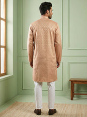 Woven Design Cotton Jacquard Kurta Set ( 65KP P 5521Peach ) [FF] [P-10]