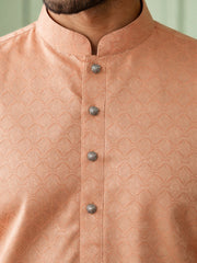 Woven Design Cotton Jacquard Kurta Set ( 65KP P 5521Peach ) [FF] [P-10]