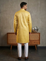 Woven Design Cotton Jacquard Kurta Set ( 65KP P 5521Yellow ) [FF] [P-10]
