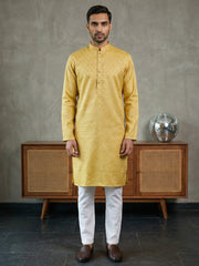Woven Design Cotton Jacquard Kurta Set ( 65KP P 5521Yellow ) [FF] [P-10]
