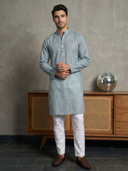 Foil Printed Cotton Blend Kurta Pyjama Set ( 65KP P 5523Blue ) [FF] [A-14]