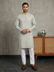 Foil Printed Cotton Blend Kurta Pyjama Set ( 65KP P 5523Off-White ) [FF] [A-14]