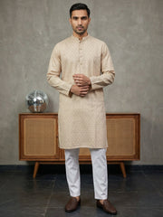 Foil Printed Cotton Blend Kurta Pyjama Set ( 65KP P 5523Peach ) [FF] [A-14]