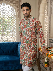 Paisley Floral Printed Kurta Pyjama Set ( 65KP P 5524Multi ) [FF] [L-7]