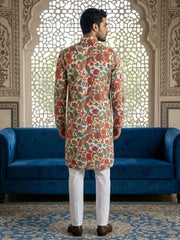 Paisley Floral Printed Kurta Pyjama Set ( 65KP P 5524Multi ) [FF] [L-7]