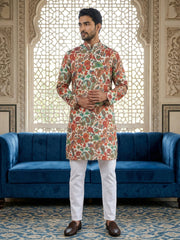 Paisley Floral Printed Kurta Pyjama Set ( 65KP P 5524Multi ) [FF] [L-7]