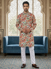 Paisley Floral Printed Kurta Pyjama Set ( 65KP P 5524Multi ) [FF] [L-7]