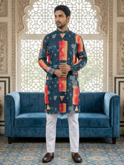 Geometric Printed Kurta Pyjama Set ( 65KP P 5524Navy ) [FF] [L-7]