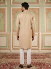 Men Silk Blend Embroidered Kurta Pyjama Set ( 65KP P 5525Peach ) [FF] [A-1-2-3-4]