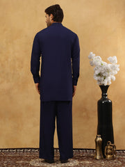 Men’s Ethnic Viscose Rayon Kurta Set with Front Placket ( 65KP 5527Navy ) [FF] [M-4]