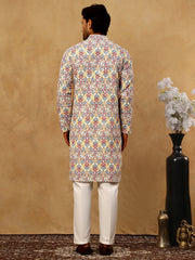 Men’s Printed & Embroidered Kurta Set ( 65KP P 5529Multi ) [FF] [B-4]