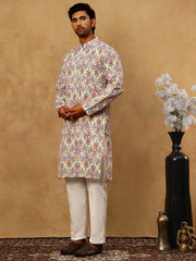 Men’s Printed & Embroidered Kurta Set ( 65KP P 5529Multi ) [FF] [B-4]