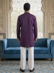 Men’s Classic Kurta Set with Rich Hemline Embroidery ( 65KP P 5531Purple ) [FF] [A-1-2-3-4]