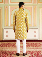 Floral Embroidered Viscose Rayon Kurta Set ( 65KP P 5533Mustard )