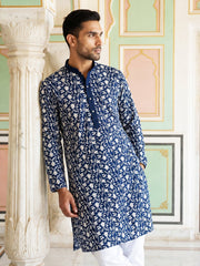 Floral Embroidered Viscose Rayon Kurta Set ( 65KP P 5533Peacock )