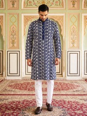 Floral Embroidered Viscose Rayon Kurta Set ( 65KP P 5533Peacock )