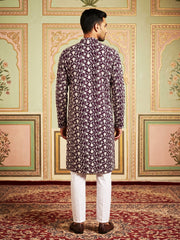 Floral Embroidered Viscose Rayon Kurta Set ( 65KP P 5533Purple )