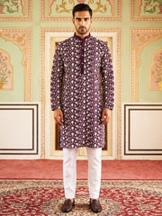 Floral Embroidered Viscose Rayon Kurta Set ( 65KP P 5533Purple )