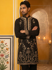 Men’s Imported Japanese Embroidered Kurta Pyjama Set ( 65KP B-P 5538Black ) [FF] [F-9-10]
