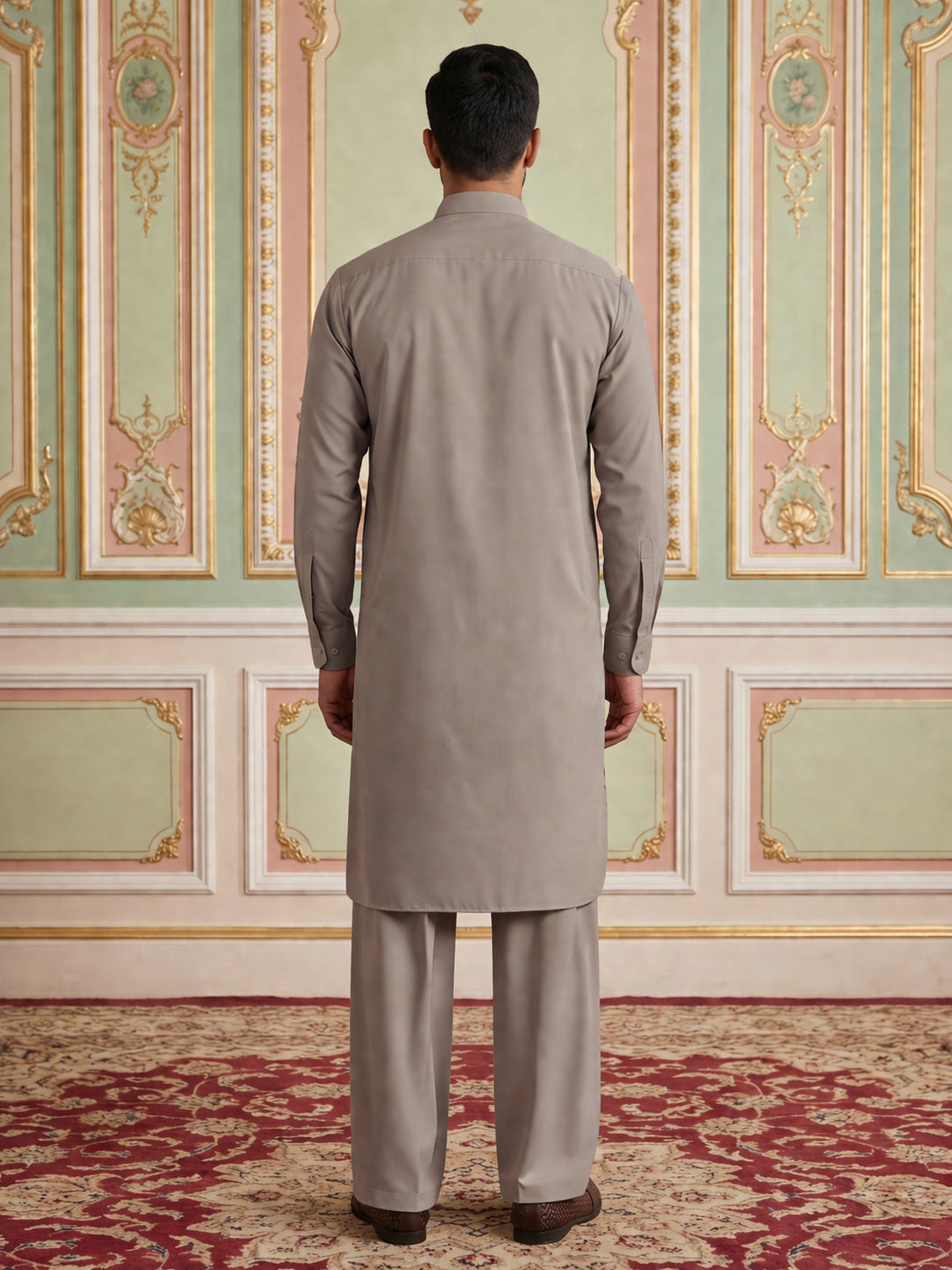 DesiQlo Men Embroidered Kurta Pyjama Set - Beige - 65KP_5539Beige_S