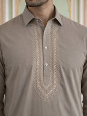 Premium Japanese Embroidery Pathani Kurta Set ( 65KP 5539Beige ) [FF] [F-8]
