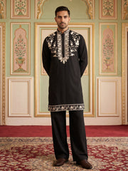 Premium Imported Japanese Embroidered Kurta Set ( 65KP PJ11B 5544Black ) [FF] [B-3-5]