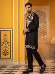Premium Imported Japanese Embroidered Kurta Set ( 65KP 5544Black ) [FF] [B-3-5]