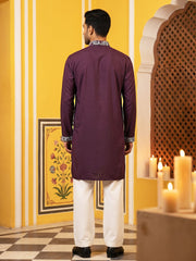 Premium Imported Japanese Embroidered Kurta Set ( 65KP PJ11W 5544Purple ) [FF] [B-3-5]