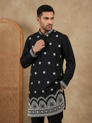 Imported Japanese Embroidered Kurta Set ( 65KP 5547Black ) [FF] [A-1-2-3-4]
