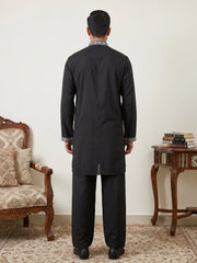 Imported Japanese Embroidered Kurta Set ( 65KP PJ11B 5547Black ) [FF] [A-1-2-3-4]